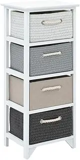 vidaXL Rustic Wooden Storage Cabinet with 4 Drawers - White