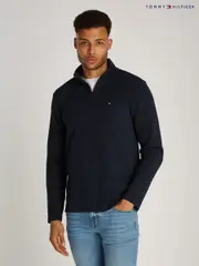 Tommy Hilfiger Blue Technical Quarter Zip Sweatshirt (AM5234) | $323