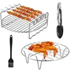 7.8 Inch Air Fryer Rack Kitchen Baking Tray Double Layer Round Barbecue Rack