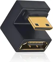 180 Degree Mini HDMI to HDMI Adapter 8K, U Shaped HDMI to Mini HDMI Adapter 48Gbps UHD Down Angle Mini HDMI Male to HDMI Female Extender Converter for Cameras, Projectors 1 Pack