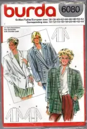 Burda Pattern 6080 Ladies Jacket Sizes 10 - 26