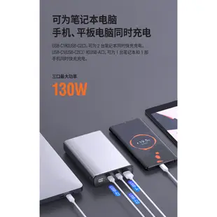 【台灣6H寄出】130W超大功率 筆電行動電源 20000mAh 可充筆電 PD雙向快充 可充swtich 行充三口充電