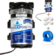 AquaDpure RO 100 GPD 24V Booster Pump with Pump Connector (2 Pieces , Silver/Black)
