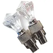 LED Diamond Gem Light 2X Yellow Tire Wheels Valve Stem Caps Auto Car Truck Bike