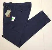 $394 New CANALI Cotton Blend Pants Men's 32x35 Regular Fit Flat Front EU 48 Blue