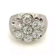 3 CT Round Cut Moissanite Men's Cluster Engagement Ring Real 925 Sterling Silver