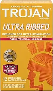 [Trojan] Condom Stimulations Ultra Ribbed Spermicidal, 12 Count