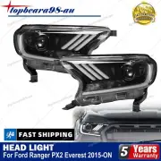 Pair LED Projector Head Light Halo DRL For Ford Ranger PX2 Everest 2015-ON Front
