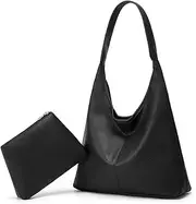 [Bagkeak] Slouchy Shoulder Bag for Women Retro Tote Bag Soft Leather Work Handbag Ladies Top Handle Purse Large Fall Winter Purse