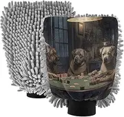 XYMZR Group Dogs Poker Table Absorbent Microfiber Car Wash Mitt, Funny Cute Anime Scratch Free for Cars Cleaning, Home Cleaning Mitts, 2 Pack, 10.24” L x 7.09” W
