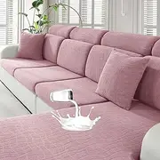 MAXIJIN Waterproof Couch Cushion Covers Stretch Sofa Seat Covers Washable，Dogs Pets Proof Individual Sectional Couch Cover with Elastic Bottom (2 Pc Cushion Cover, Dusty Pink)