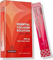 Essential Collagen Solution Jelly Stick, 3000 mg Vegan Collagen Peptide, Vitamins & Minerals, On-The-Go Snack… (10 packs, Pomegranate)