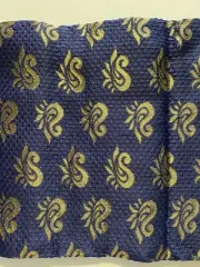JACQUARD BROCADE FABRIC-saree blouse piece-NAVY Golden 36" X 29"-Paisley peacock