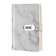 A5 Diary with Lock, 1pcs Journal with Lock Cute Journaling Leather Marble, Grey