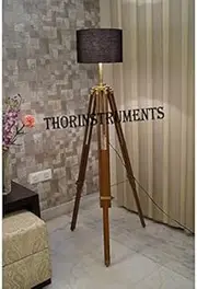 [THOR INSTRUMENTS] Vintage Tripod Floor LAMP Nautical Adjustable Tripod Wooden Stand Living Room Decor Rustic Vintage Home Decor Gifts