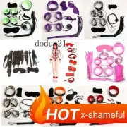 New Bed handcuff ankle Cuffs Rope Blindfold Whip Restraint collar Binding Set