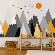 Yellow Gray Mix Geometric Mountain Wall Sticker Kid Decal