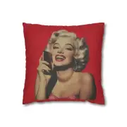 Red Vintage Marilyn Monroe Style Decorative Pillowcase, Retro Home Decor, Couch