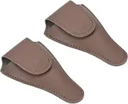 uxcell 4.5"x2.6" Embroidery Scissors Sheath, 2 Pack PU Leather Nail Cuticle Scissor Cover Small Pointed Nippers Scissors Protective Case, Dark Brown