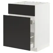 METOD / MAXIMERA base cab f sink+3 fronts/2 drawers, white/Nickebo matt anthracite, 60x60x80 cm