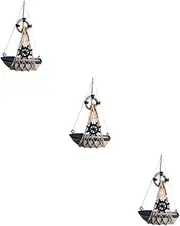 STOBOK 3 Pcs Elegant Mediterranean Sailboat Decor Handmade Wooden Craft 17.5cm Unique Home Accessory