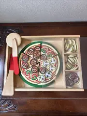 Melissa & Doug Pizza Party Wooden Play Set With Toppings, Plate And Wooden Box
