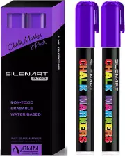 Purple Chalk Markers 2 Pack - Liquid Dry Erase Pens for Chalkboard, Glass, Mirro