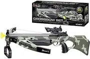 Large Kids Real Shooting Toy Camouflage Crossbow Archery Set, Includes 3 Suction Arrows & Laser Pointer Sight, Double Safety Release, Range 10mtrs Range, Army Toy