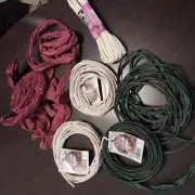 Mixed Lot Paper Rafia Rolls - Cream 12 yds, Hunter Green, Burgundy, Lt. Yellow 6
