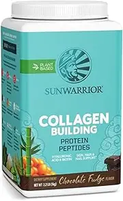 Sunwarrior Vegan Collagen Peptides Powder Plant Based Vegan Collagen Powder Organic Collagen Protein Powder Hyaluronic Acid Biotin No Sugar Dairy or Soy Non GMO Vegan Collagen Supplements (Chocolate Fudge, 1000 g)