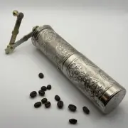 9" Handmade Manual Grinder Mill for Coffee Beans, Salt, Pepper & Spices (Silver)