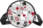 [FVQL] Round Crossbody Bag Purse Messenger Bag Shoulder Bag, cartoon pattern poker seamless pattern