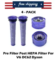 4 Pack Replacement Pre and Post Motor Filters For Dyson V6 DC62 Cordless Vacuum