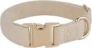 Petiry Soft Corduroy Fibric Dog Collar with High Grade Metal Buckle, for Medium Dogs.(White,Medium:12-19")