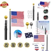 25FT Telescoping Flagpole Kit - Tangle-Free, Lightweight, Rust-Resistant Design