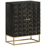 Sideboard Black 55x34x75 cm Solid Wood Mango and Iron vidaXL