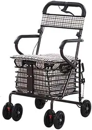 Walker,Rollators Walkers Lightweight Steel Pipe Folding Four Wheel Rollator Walker with Padded Seat Carry Basket and Locakble Walking Aid Little Surprise