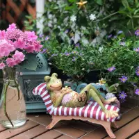 在飛比找松果購物優惠-美式風格動物樹脂擺件 庭院露臺園藝桌面裝飾 青蛙 (8.3折