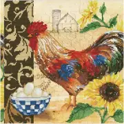 Gemstone Rooster: Sparkling Art Kit for Adults - Partial Drill Round Painting -
