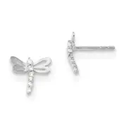 14k 14kt White Gold Madi K White Gold Polished CZ Dragonfly Post Earrings