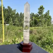 4.7kg Natural Clear quartz Obelisk Reiki Quartz Crystal Wand Point Tower + Stand