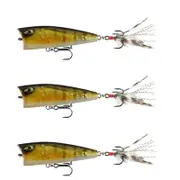3x 13 Fishing 75mm Poppy Mc Pop Face Topwater Popper Lures - Clear Perch
