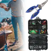 188X Outdoor Fishing Accessories Jig-Hooks Swivels Clamp Tackle Kit with Box