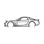 Ignite Laser Mazda FD RX7 Silhouette Metal Wall Art Coated Black 47inch/120cm