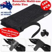 Hook and Loop Cable Ties Reusable Magic Cords Organiser Strap Tidy Grip MUAQZ AU