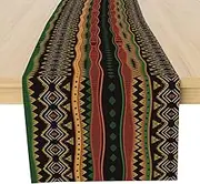 Traditional African Tribal Table Runner Decor for Dining Room Kitchen Home - Vintage Pattern Decorations for Holiday Party, Housewarming Gift Ideas - 13x72 Inches