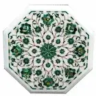 15" White Marble Side Corner Table inlay semi precious stones Handmade work