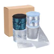 4pcs Chiffon Ribbon, 1"x5 Yard Silk Ribbon, Blue Glitter Fabric Ribbon