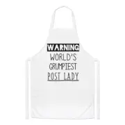 Warning World's Grumpiest Post Lady Chefs Apron Awesome Best Postman Cooking