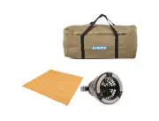 Kings Single Swag Canvas Bag + Mesh Flooring 3m x 3m + 2in1 LED Light & Fan
